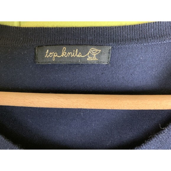 Top Knits Woman’s Sweater Small Navy Blue Buttons Up Embroidery Braid - Picture 4 of 10